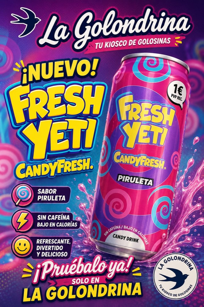 Novedad: bebida Fresh Yeti CandyFresh sabor piruleta